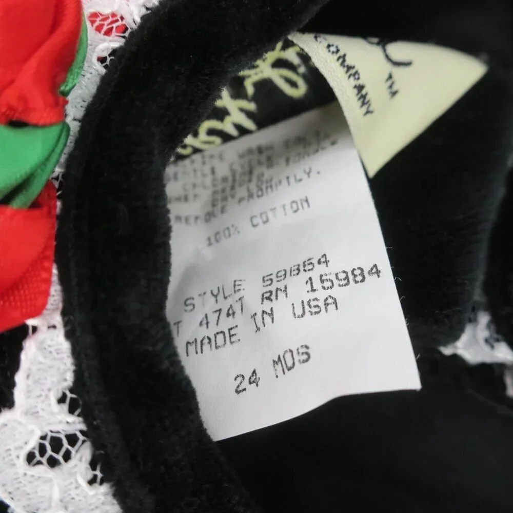 Vintage Becky Little Velvet Dress Girls 24 Mos Holiday Christmas Poinsettia